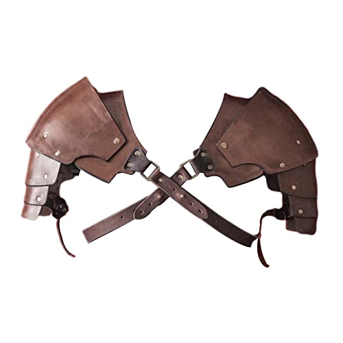 Harilla Mittelalterlicher Schulterschutz aus Kunstleder, Schulterschutz, verstellbar, Steampunk, Wikinger, spartanischer Krieger, Schulterschutzumhang, Halloween Kostümzubehör für Mottoparty, Brown von Harilla