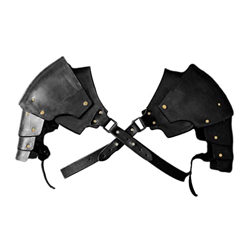 Harilla Mittelalterlicher Schulterschutz aus Kunstleder, Schulterschutz, verstellbar, Steampunk, Wikinger, spartanischer Krieger, Schulterschutzumhang, für Halloween Cosplay Karneval, Schwarz von Harilla