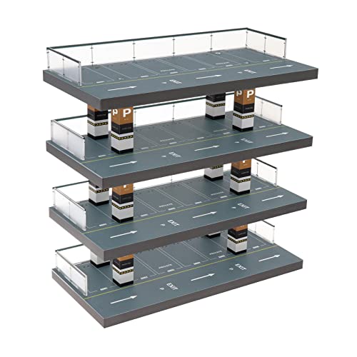 Harilla Modellauto-Vitrine im Maßstab 1:64 mit 4 Ebenen, Landschafts-Diorama-Parkplatz, Display-Schutzhülle für Legierungsautomodelle von Harilla