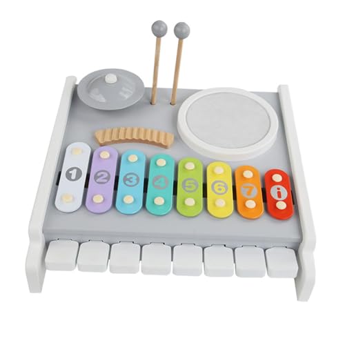 Harilla Montessori Baby Musikinstrumente Spielzeug Metall Xylophon Holzrahmen für Mädchen Jungen Lernspielzeug Musiktisch Metall Becken von Harilla