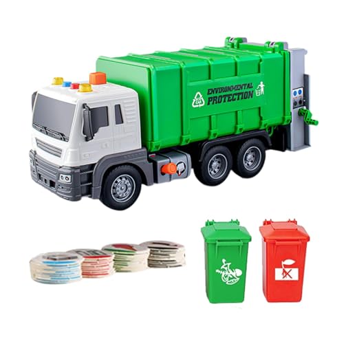 Harilla Müllwagen mit Reibungsantrieb, Spielzeug-Recycling-LKW mit Lichtern und Geräuschen für Jungen im Alter von 3–7 Jahren, Geburtstagsgeschenke für Kinder, Grün von Harilla
