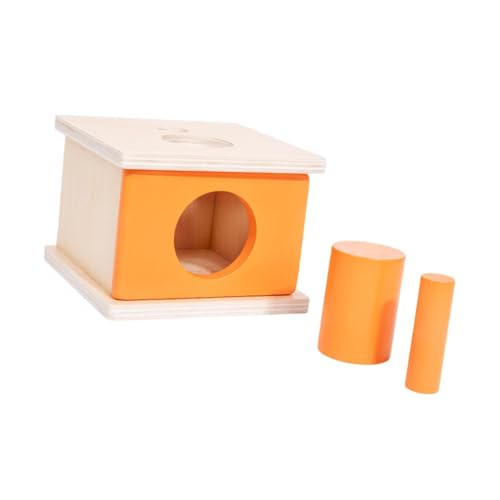 Harilla Objektdauerung Box Koordinationstraining Feinmotorische Fähigkeiten Sensorisches Spielzeug Holzblockbox Frühes Lernen für 6-12 Monate, Orange von Harilla