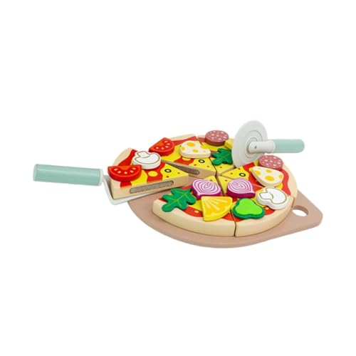 Harilla Pizza-Set aus Holz, Rollenspiel, Montessori-Spielzeug, Lernspielzeug, Kochspielzeug, Schneidespielzeug, Lebensmittelspielzeug für Kinder, Kleinkinder, von Harilla