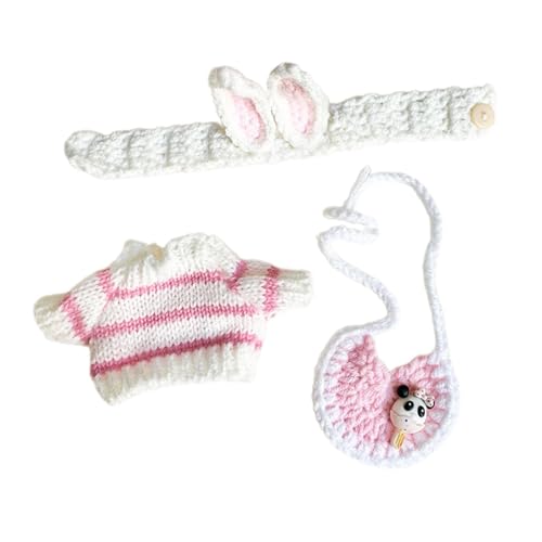 Harilla Plüsch-Puppenkleidung, Pullover, Anhänger, Puppen-Outfits, modisches weiches Plüsch-Puppenzubehör, Kopfbedeckung, Lätzchen, Puppenkleidung für 15 cm, Rosa von Harilla