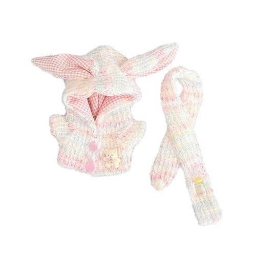 Harilla Plüsch-Puppenkleidung für 15–17 cm große Puppen, süß, Kapuzenpullover mit Schal, Stofftier-Kleidung, stilvolles weiches Puppenkostüm, Puppen-Outfit , Bunt von Harilla