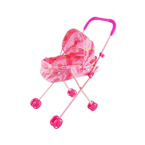 Harilla Puppe Mini Kinderwagen Interaktives Spielzeug Puppen zubehör Lern aktivitäten Mini Push-Cart Spielzeug für Kinder Säugling Baby (Pink) von Harilla