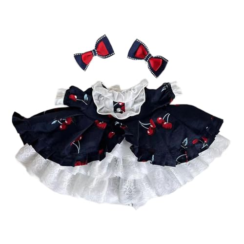 Harilla Puppenanzug mit Kopfschleife, florales Kirschdesign, Kostümzubehör für Mädchenpuppen, Puppenkleidung für 38 cm große Puppen, Schwarz von Harilla