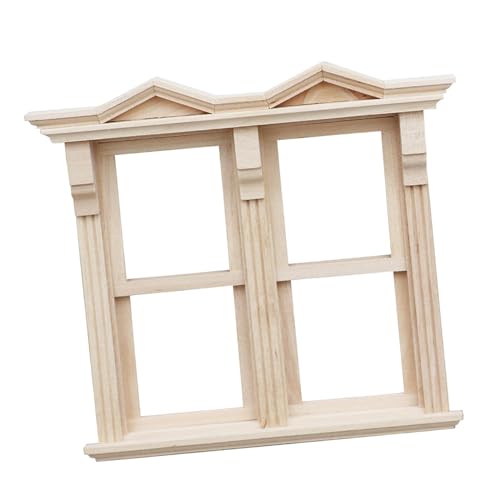 Harilla Puppenhaus-Miniatur-Holzfenster, Puppenhaus-Fenster, 1/12, Puppenhaus-Miniatur-DIY-Holzfenster für Küche, Arbeitszimmer, Dekoration, Stil A von Harilla