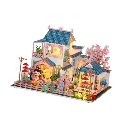 Harilla Puppenhaus-Miniatur mit Möbeln und Zubehör, kreative Raumsammlung, Holzhaus, 3D-Holzpuzzle für Freunde von Harilla