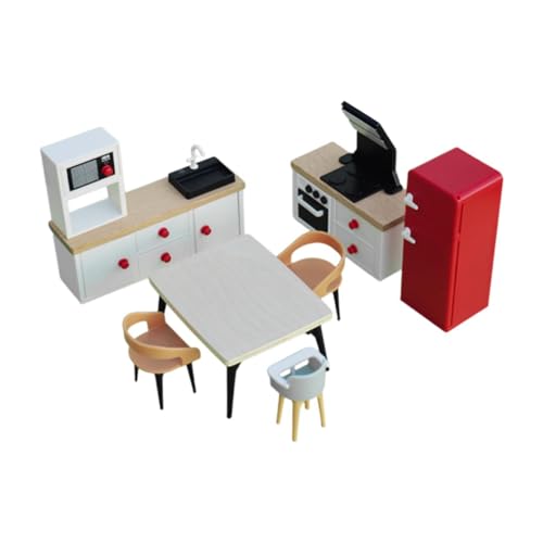 Harilla Puppenhaus-Miniaturmöbel-Set, Rollenspiel-Spielzeug, DIY-Simulationsornament, Esstisch, Puppenhaus-Dekoration für Kleinkinder ab 3 Jahren, Roter Kühlschrank Harilla Puppenhaus-Miniaturmöbel-Set, Rollenspiel-Spielzeug, DIY-Simulationsornament, Esstisch, Puppenhaus-Dekoration für Kleinkinder ab 3 Jahren, Roter Kühlschrank von Harilla