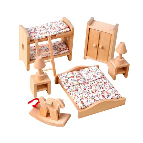 Harilla Puppenhaus-Miniaturmöbel-Set aus Holz, Hobby-Basteln, Kinderspielzeug, Spielhausbedarf, Miniaturmöbel-Spielzeug für Jungen und Kinder, Kinderzimmer von Harilla