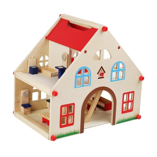 Harilla Puppenhaus aus Holz, Puppenhaus-Spielzeug, Miniatur-Szene, Garten, Rollenspiel, Miniaturhaus für Kinder im Alter von 3, 4, 5, 6, 7 und 8 Jahren, von Harilla