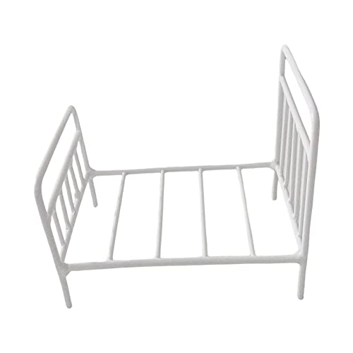 Harilla Puppenhausbett, Einzelbett, 1/12, Foto-Requisiten, Miniaturmöbel, Zubehör, Puppenhaus, Schlafzimmerdekoration für Mädchen, Kinder, Weiß von Harilla