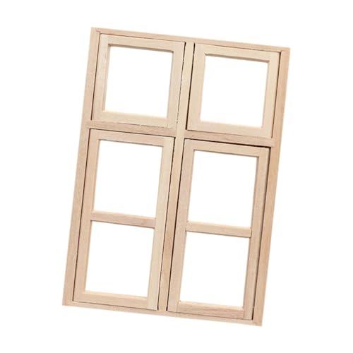 Harilla Puppenhausfenster im Maßstab 1:12, Mini-DIY-Fensterläden, Modellmöbel, Miniatur-Holzfenster für Küche, DIY-Szene, Wohnzimmer, Zuhause, A von Harilla