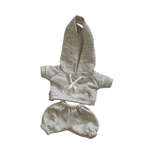 Harilla Puppenkleidung für 17 cm Große Plüschpuppe, Puppenkleidung, Kapuzenpullover, Sweatshirt Set, Plüschpuppenzubehör, Modische Kostüme, Bequem, Süß, Hellgrau von Harilla