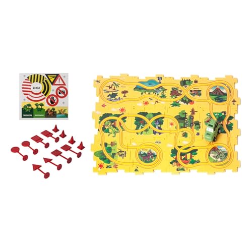 Harilla Puzzle Car Track Play Set Rail Car Building Toys, Handaugenkoordinierungsstrecke Bausteine ​​Spielen Spielzeug für Kinder Im Vorschulalter, Dinosaurierthema von Harilla