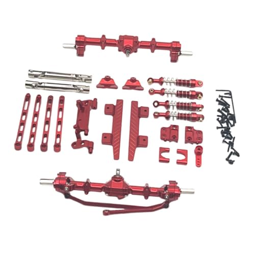 Harilla RC-Auto-Ersatzteil-Kits RC-Zubehör Robuste RC-Vorder- und Hinterachse RC-Upgrade-Metall für 1/12 MN82 LC79 RC-Fahrzeuge RC-Hobby-Auto, ROT von Harilla