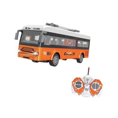 Harilla RC Bus RC Auto 1/30 elektronische Fahrzeuge Simulation mit Lichtern Geschenke zu öffnende Tür pädagogisches Schulbusmodell Schulbus Spielzeug, Orangefarbener Stadtbus von Harilla