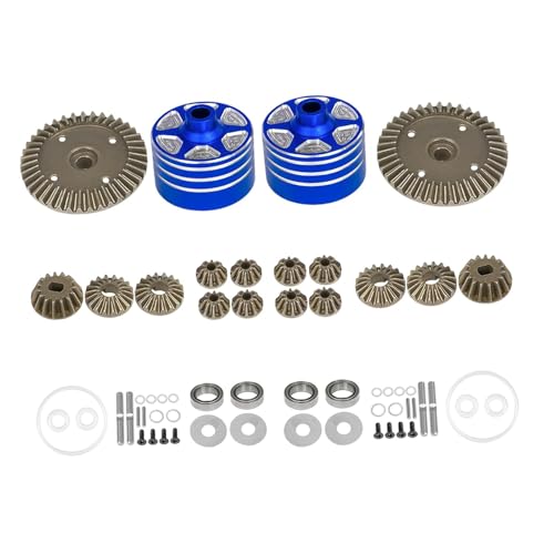 Harilla RC Differential Getriebe Set Ritzel Legierung Ersetzen Teile Metall Zubehör Differential Gehäuse Antriebsrad für 1/10 RC Auto DIY ACCS, mit Blauer Schale von Harilla