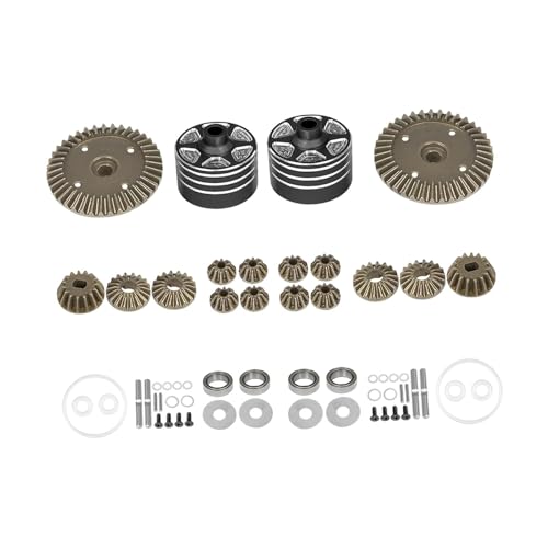 Harilla RC Differential Getriebe Set Ritzel Legierung Ersetzen Teile Metall Zubehör Differential Gehäuse Antriebsrad für 1/10 RC Auto DIY ACCS, mit Schwarzer Schale von Harilla