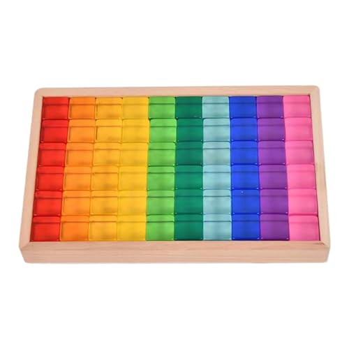 Harilla Regenbogen-Bausteine-Set, Bausteine, Lernspielzeug mit Aufbewahrungsbox aus Holz, Stapelspielzeug, Kunstharzwürfel für Kleinkinder, Geschenk von Harilla