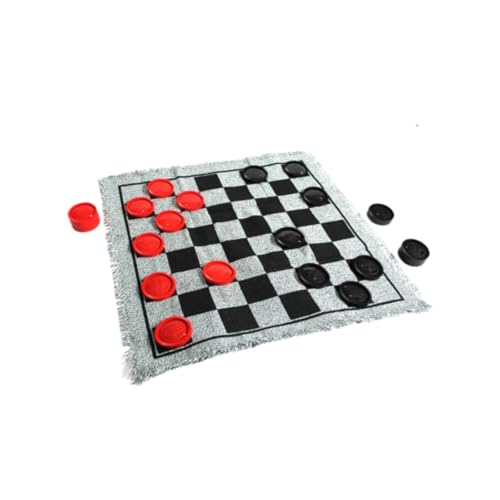 Harilla Riesiges Dame-Brettspiel-Set, Jumbo-Tic-TAC-Toe-Spiel, 3-in-1-Spielmatte für Kinder, Erwachsene, klassisches Spiel für drinnen und draußen im Garten, GRAU von Harilla