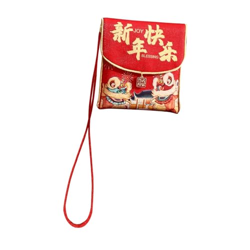 Harilla Roter Umschlag für Das Chinesische Neujahr, Roter Taschenumschlag, 10,9 X 11,9 cm, Praktisch, Einfach zu Bedienen, Rotes Paket Zur Feier von Hong Bao, mit Lanyard von Harilla