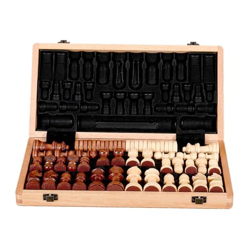 Harilla Schachbrett, Klappschach aus Holz, Schachbrettspiel, tragbares Anfänger-Schachspiel, Schach-Dame-Brettspielset für Anfänger, 12inch von Harilla