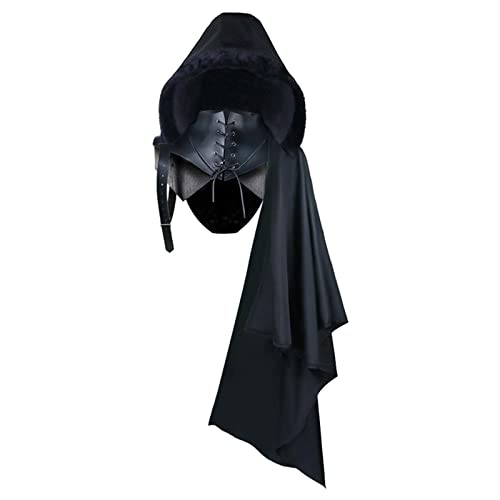 Harilla Schwarzer Umhang Umhang Männer Frauen Kostüm Single Shoulder Gothic Garment Retro Cape mit Kapuze, S von Harilla