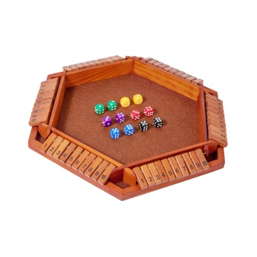 Harilla Shut The Box Dices Holzwürfel Traditionell mit Würfeln Puzzlespiel Holzbrett Tisch Mathespiel für Spiel Requisiten Pub Indoor, Braun von Harilla