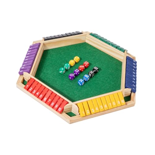 Harilla Shut The Box Dices Holzwürfel Traditionell mit Würfeln Puzzlespiel Holzbrett Tisch Mathespiel für Spiel Requisiten Pub Indoor, Multi von Harilla