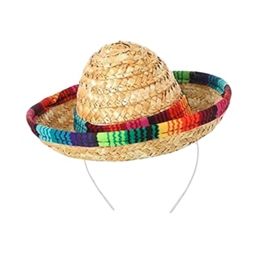 Harilla Sombrero-Hut, Party-Kostüm, praktisch, stilvoll, Party-Zubehör, Mini-Hut, Stirnband, Mini-Sombrero-Zylinder für Halloween, Bunter Streifen, Beiger Hut von Harilla