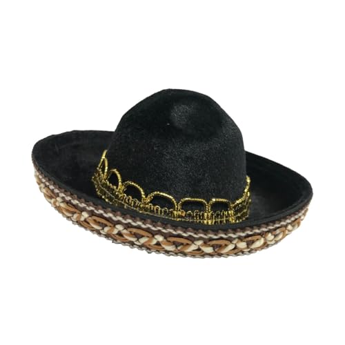 Harilla Sombrero-Hut, Party-Kostüm, praktisch, stilvoll, Party-Zubehör, Mini-Hut, Stirnband, Mini-Sombrero-Zylinder für Halloween, Webkante, Schwarzer Hut von Harilla