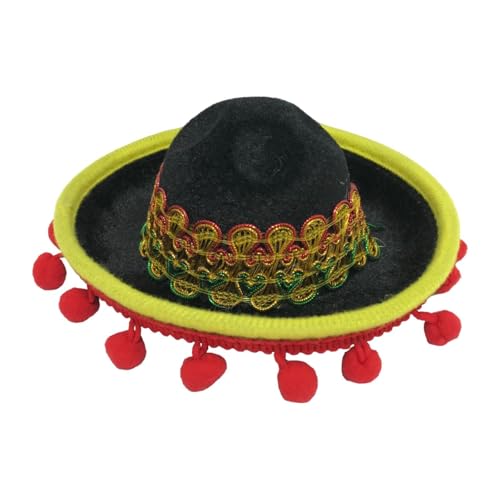 Harilla Sombrero-Hut, Party-Kostüm, praktisch, stilvoll, Party-Zubehör, Mini-Hut, Stirnband, Mini-Sombrero-Zylinder für Halloween, Weiße Bälle, Beiger Hut von Harilla