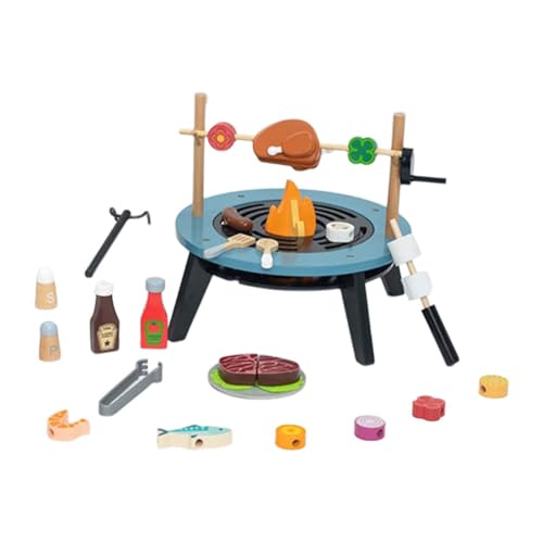 Harilla Spielset Pretend BBQ Zubehör Set Interaktive Holz Simulation Kochen Spielzeug für Kinder 2 3 4 5 6 Jahre alt Geschenk von Harilla