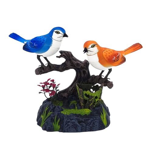 Harilla Sprechen Papageien sprechen Sound Control Vogel Spielzeug Realistische Kinder Spielzeug Elektrische Birds Home Office Desk Dekoration für, 1 Orange 1 Blau von Harilla