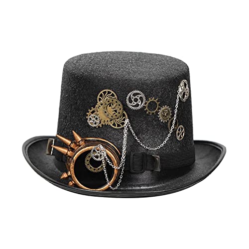 Harilla Steampunk Hüte Fedoras Gothic Steam Punk Hüte Rustikales Filz Stirnband Kopfbedeckung Kostüm Fedora für Club Maskerade Kostüm Halloween Erwachsene, 60-61cm von Harilla