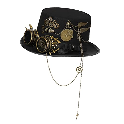 Harilla Steampunk Hut Kostüm Gothic Vintage Style Kopfbedeckung Fedoras für Maskerade, Rave, 58-59cm von Harilla