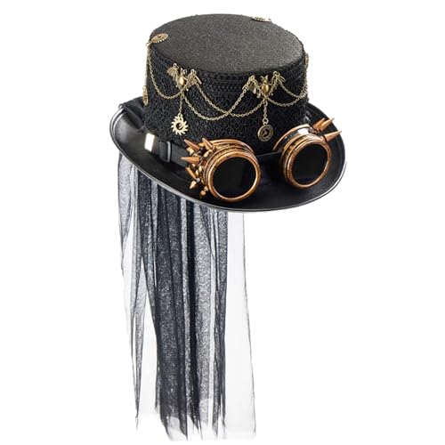 Harilla Steampunk-Zylinder-Kopfbedeckung für Cosplay, Abschlussball, Mottoparty, Urlaub, Kostüm, Schwarz von Harilla