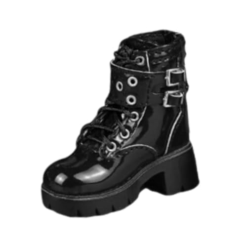 Harilla Stöckelschuhe im Maßstab 1/6, handgefertigtes Spielzeug, Schuhe aus PU-, Miniatur-Modellstiefel für 12-Zoll-Figuren, Körper-Accessoire, Schwarz von Harilla