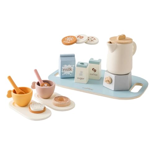 Harilla Teeparty-Set aus Holz für kleine Mädchen, Essen, Spielset für Kinder, Teeparty, Zucker, Kinder, Kaffee, Geschirr, Holz-Teeservice, Kinder von Harilla