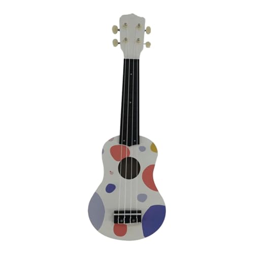 Harilla Ukulele-Gitarrenspielzeug, 21 Zoll, hölzerne Ukulele, Verbesserung der Fähigkeiten, 21 Zoll, tragbares Gitarren-Musikspielzeug, kleine Ukulele für , Weiß von Harilla