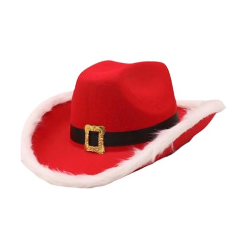 Harilla Weihnachts-Cowboyhut, schicker Weihnachtsmann-Cowgirl-Hut für Bühnenauftritte und Karneval von Harilla