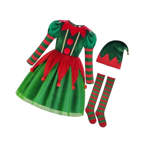 Harilla Weihnachtselfenkostüm, Cosplay, mit Socken für Weihnachtsmaskerade, Rollenspiele, S for Height 110cm von Harilla