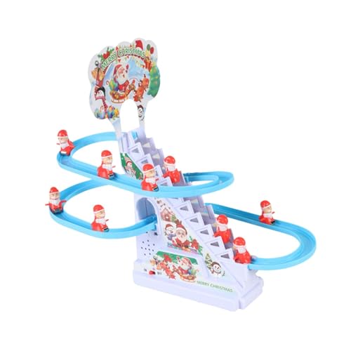 Harilla Elektrisches Weihnachtsmann-Rennset mit Lichtern Kleines Weihnachtsmann-Rutschen-Spielset Spielen Sie lustige kleine Weihnachtsmann-Spielzeugtreppen, 9 Weihnachtsmann von Harilla