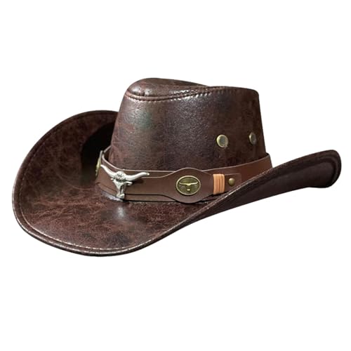 Harilla Western Cowboy Hut Männer Cowgirl Hut für Themen Party Kostüm Requisiten Straße, Bull Head Kaffee von Harilla