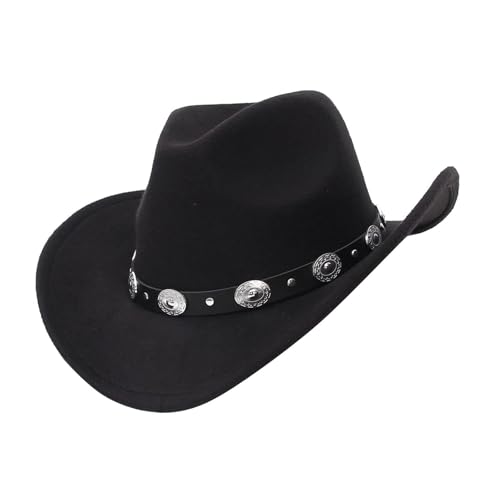 Harilla Western-Cowboyhut, Sonnenhut, Fedora-Hut für Reisen, Outdoor, Musikfestival, Verkleidung, Style B Black von Harilla