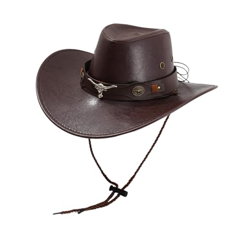 Harilla Western Cowboyhut Kopfbedeckung für Reisen Strand Karneval Musik Festival Party Gastgeschenk, Braun von Harilla