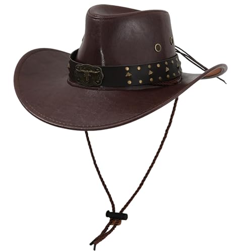 Harilla Western Cowboyhut Männer lässiger Cowgirl Hut für Bühnenperformance -Shopping Cosplay, Braun von Harilla