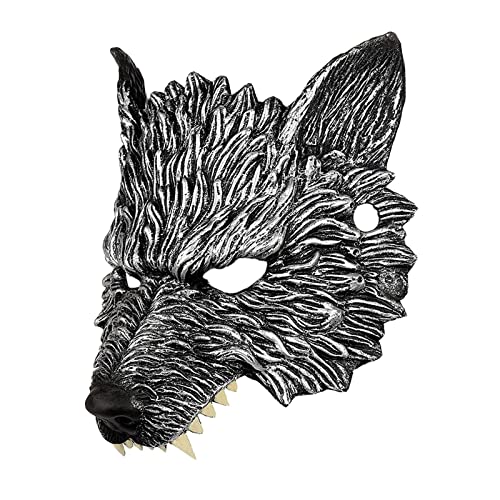 Harilla Wolf Halbgesichtsmaske Cosplay Kostüm Masquerade Ball Maske Kostümzubehör Wolfsmaske Halbgesichts Wolfsmaske für Halloween Erwachsene von Harilla